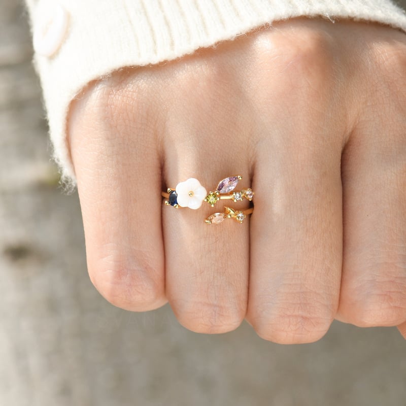 “A Link That Can Never Be Undone” Crystal White Blossom Ring